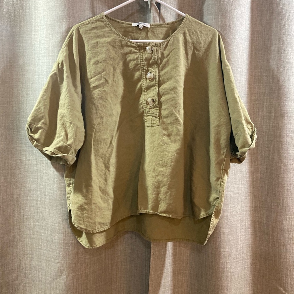 Madewell Khaki Button-Up Blouse